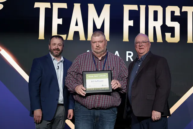 The Team First award on stage