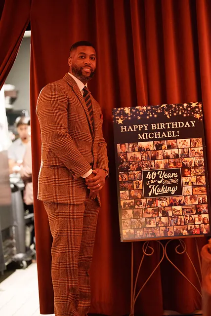 The birthday board and the man of the hour