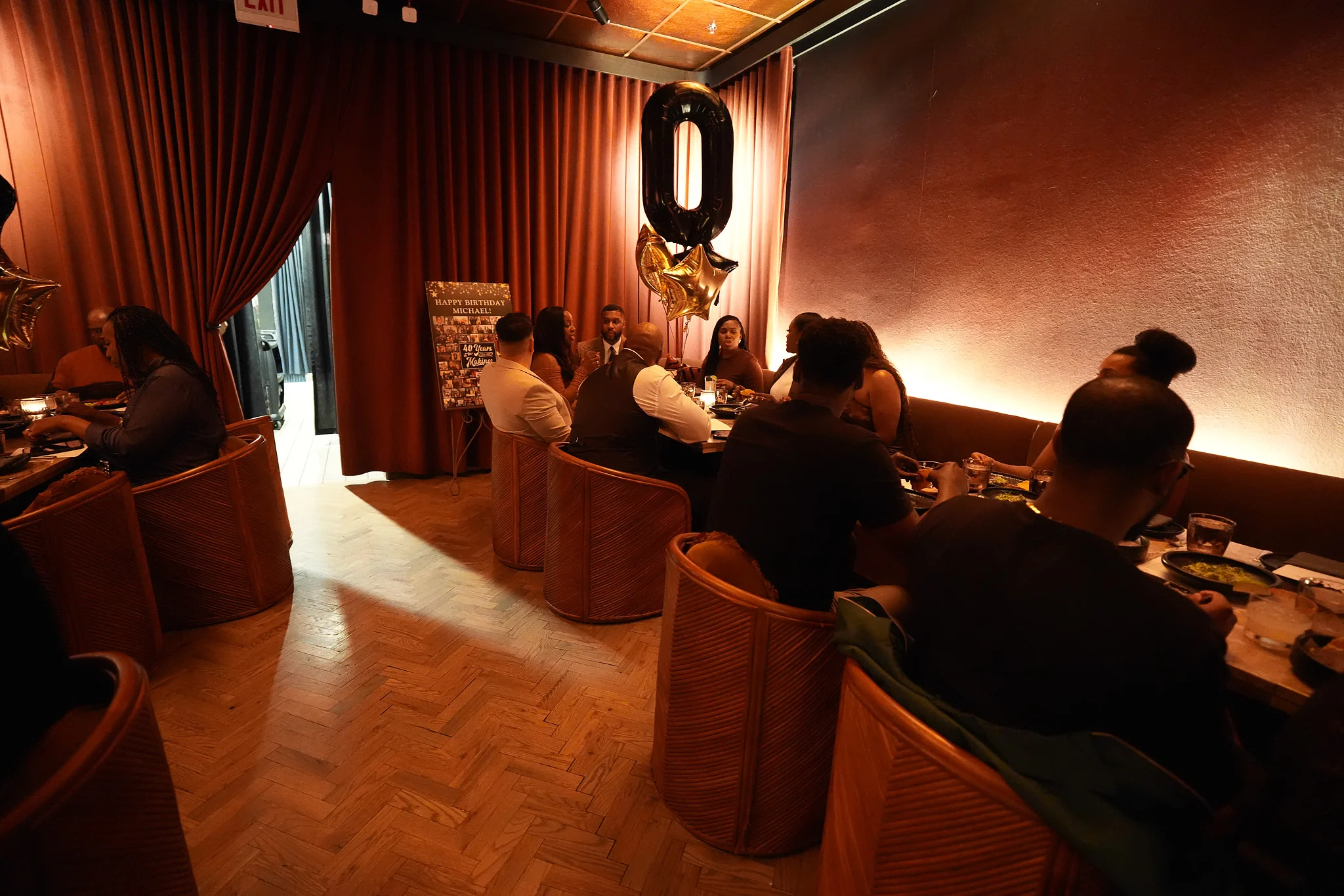 The dining room in gold light