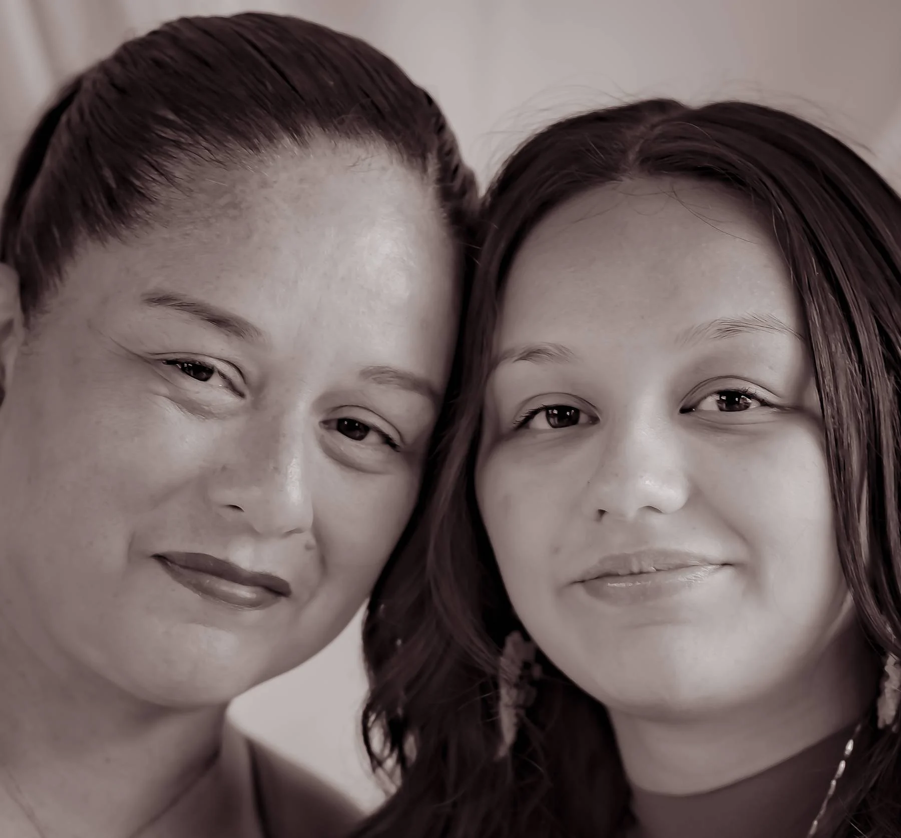 Cheek to cheek, in sepia